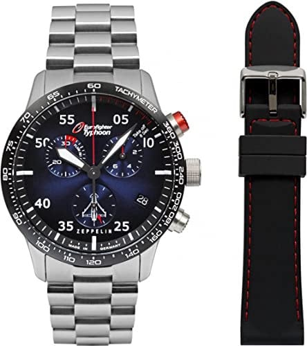 Zeppelin 7298M-3 Set Herren-Chronograph Eurofighter mit 2 Armbändern 7298m-3
