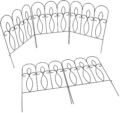 Woodside Felbrigg Metal Garden Border Edging, Outdoor Lawn Fence, Flower Bed Fencing, Animal/Dog/Pet Barrier, 3m Total Length, pack of 5