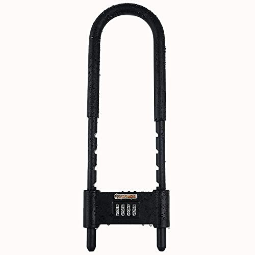 U Lock-Bicycle Combination U-Lock - Four Position Combination Padlock - Long Shackle Padlock - with Adjustable Shackle - Suitable for Bicycles, Electric Bikes, Mountain Bikes, Glass Doors