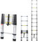 Cecaylie - Scala telescopica antiscivolo in alluminio, 3,2 m, con 2 ganci rimovibili, design telescopico, capacità di carico: 150 kg, argento
