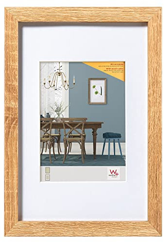 walther design Bilderrahmen eiche hell 50 x 70 cm mit Kunstglas und Passepartout Fiorito Holzrahmen EFX070E