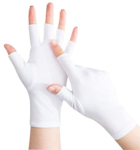 UV Shield Handschuh, Maniküre Handschuhe UV Shield Handschuhe, Nagel Pflege Handschuhe UV Schutz Handschuhe für Nagellack Nagel Kunst Trockner, Weiß