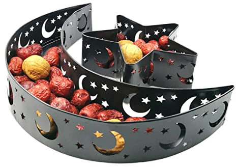 plateau repas,Plateaux pour la nourriture de la nourriture, ramadan plateaux pour dîner étoile et plateau de lune Conteneur de rangement alimentaire Eid Mubarak Table Vérification noire