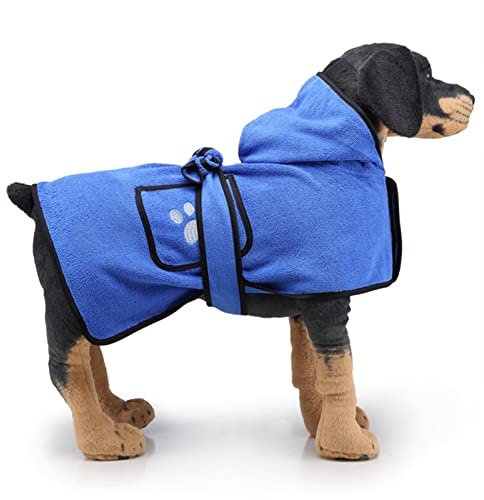 Qcwwy Hunde-Bademantel, Stark Saugfähig, Schnell Trocknend, Handtaschen-Design, Hunde-Bademantel mit Kapuze, Hunde-Badetuch mit Bund für Hunde und Katzen (XS)