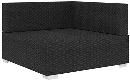 Festnight Modular-Sofa-Eckteil Ecksofa LoungeSet Rattan Gartenmöbel Set Loungemöbel Terrasse Gartenlounge Outdoor Gartenset Rattan,Garten Sitzgruppe mit Auflagen Balkonmöbel Schwarz und Weiß