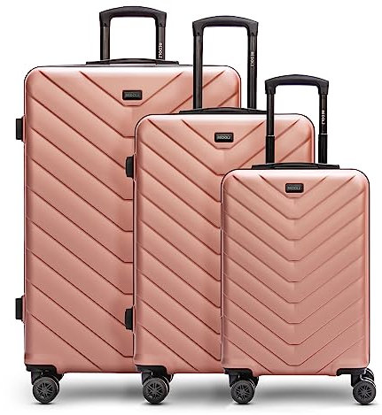 REDOLZ Hartschalen 3er Koffer-Set | Leichte Reise-Trolleys - hochwertiges ABS Material | Damen/Herren 4 Doppelrollen & TSA-Schloss (Essentials 07)