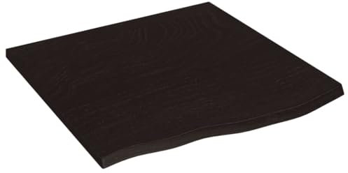 vidaXL Wandregal, Holzregal Regal Handgefertigt mit Baumkante, Wandboard Regalbrett Deko, Bücherregal Hängeregal, Dunkelbraun 60x60x2cm Massivholz Eiche Behandelt