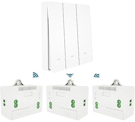 ZOREI Interruttore Senza Fili,Trasmettitore Ricevitore RF,Installazione Punto Luce Senza Rompere il Muro,220V 10A Max 2200W,Interruttore Wireless Senza Pile (3 Ricevitori + 1 Interruttore da 3 Tasti)