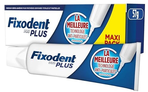 Fixodent Pro Plus La Meilleure Technologie Anti-Particules Crème Adhésive Pour Prothèses Dentaires 57G
