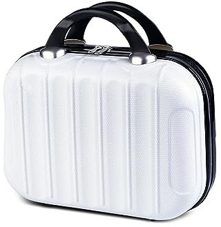 Balakaka Vanity Femme 10L, Léger Portable Voyage avec Poignée, 14 Pouces ABS Case Rigide Peut être Accroché aux Bagages, Blanc Naturel