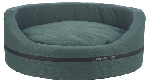 TRIXIE Hundebett CityStyle 65x55 cm in dunkelgrün - ovaler Hundekorb für mittelgroße Hunde - gemütliches Hundekörbchen mit formstabilem Rand, weich & waschbar - 37732