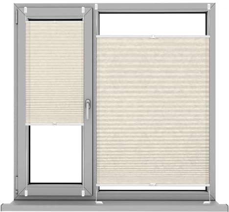 Plisseerollo Plisses Plisse, 55 x 220 cm UV-Schutz Sonnenschutz, Plissee klemmfix ohne Bohren zum Kleben, für Fenster & Tür ohne Bohren, Creme Farben