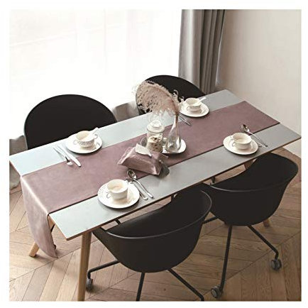 Mesnt Deko Tischläufer, Rosa Einfarbig Tischläufer aus Samt für Buffetpartys und Hochzeiten, 32 x 240 cm