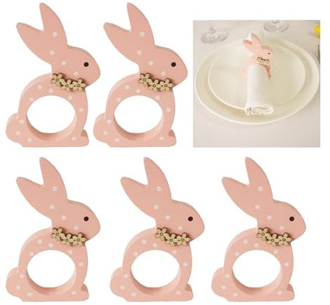 Utalek Osterhasen Serviettenringe 6er Set Holz Häschen Serviettenringe Kaninchen Serviettenringhalter für Ostern Party Bankett Abendessen Frühling Tischdekoration