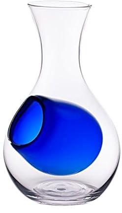 Urban Tokyo Japanese Cold Sake Wine Glass Decanter 12 fl oz Sake Bottle with Ice Cavity Pocket For Home or Restaurant Use (Blue Pocket Cavity)