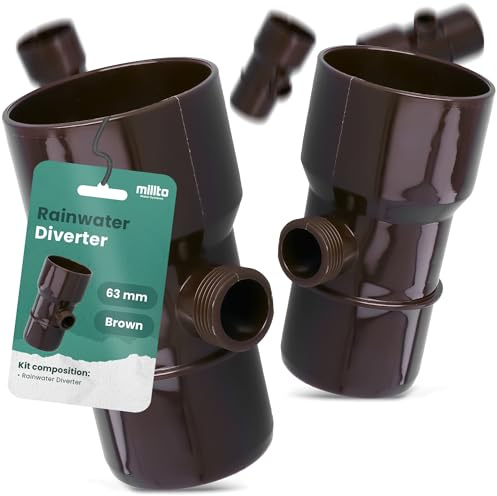 Millto™ Regensammler Dachrinnenablauf für Regentonne DN Ø63 mm 3/4 AG Braun | Wasserfänger Wassersammler Regenwasser Fallrohr Regenwassersammler Fallrohrfilter Gartenschlauch Anschluss