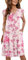 MOLERANI Freizeitkleider Damen Sommer Rüschen Ärmel V-Ausschnitt Casual Swing Elastische Taille Midi Kleid mit Taschen Rosa Blume M