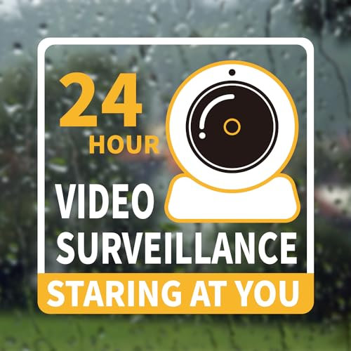 6pcs Video Surveillance Signs, 24 hour Surveillance Sticker Self-Adhesive Warning Safety Decals for CCTV Camera Security Sign Smile Your on Camera Signs for Home Indoor Outdoor Office Hotel Shop