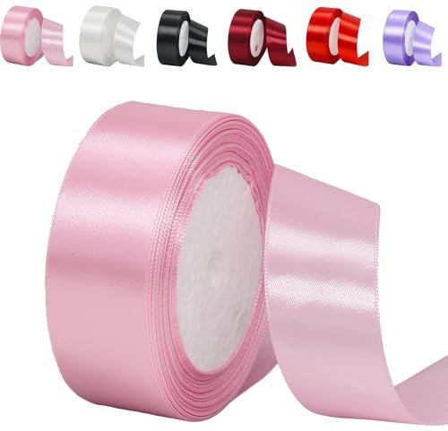 23M Satinband Mittelrosa 30mm Satinband Bänder, Breit Schleifenband Dekoband Stoffband Geschenkband Hochzeitsdeko Schleife für Geschenkverpackung,Kunsthandwerk,Haarschleifen,Blumenstrauß,Dekoration