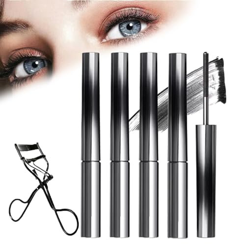 Rome Apparel Iron Rod Mascara, Iron Wand Mascara, Metal Rod Mascara, 3D Curling Eyelash Iron Mascara, Curling Iron Mascara, Washable Extra Slim Metal Mascara (Black 4pcs)