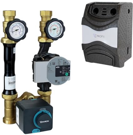 ENVIRON - Pumpengruppe Profimix EN001H DN25 mit Drei-Wege-Mischer, Stellmotor 230V und Hocheffizienzpumpe | Heizung Fußbodenheizung Mischer Heizungsmischer Umwälzpumpe (Wilo Para STG 25/8)