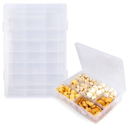 Caja de Almacenaje Transparente Organizadora - 24 Compartimentos y Separadores Incluidos, 1 Pieza de Caja de Plástico
