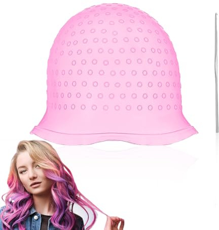 Wiederverwendbar Strähnchenhaube, Strähnchen Set, SträHnenhaube SträHnchenhaube SträNchen Haube Mit HäKelnadel Aus Metall Bequem Wiederverwendbar Geeignet FüR HaarfäRbemittel FüR Frauen Und MäDchen