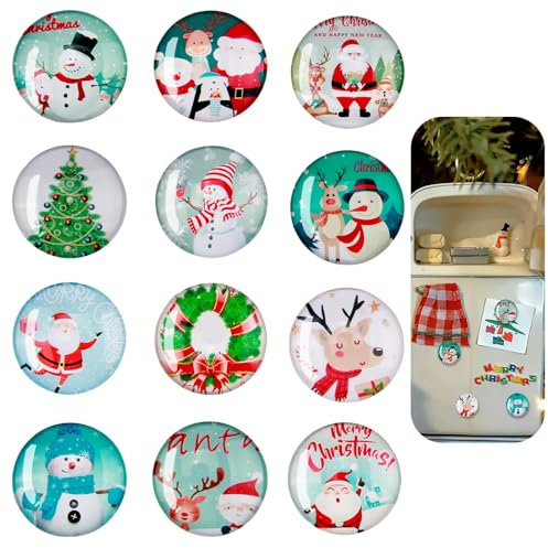 12 Imanes para Nevera de Navidad, Imanes de Navidad para Pizarras Magnéticas Neveras Pizarras Blancas Cocina Pared Magnética Oficina Cabina Regalos Decorativos Divertidos (3 cm)