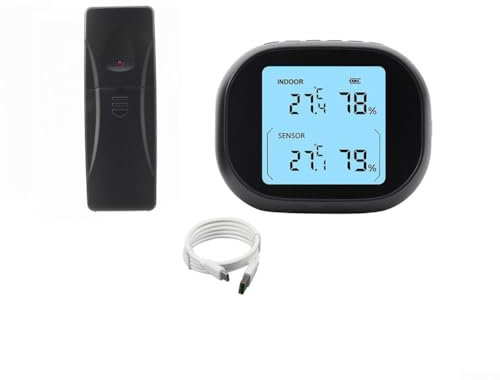 Thermomètre hygromètre numérique sans fil rechargeable par USB, avec capacité multi-capteurs, 3 niveaux de luminosité (un à un)