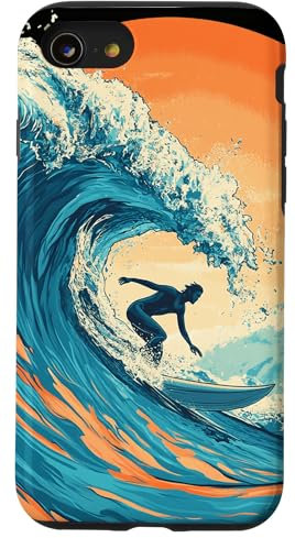 Bold Surfing Wave With Sunset Background Case for iPhone SE (2020) / 7 / 8