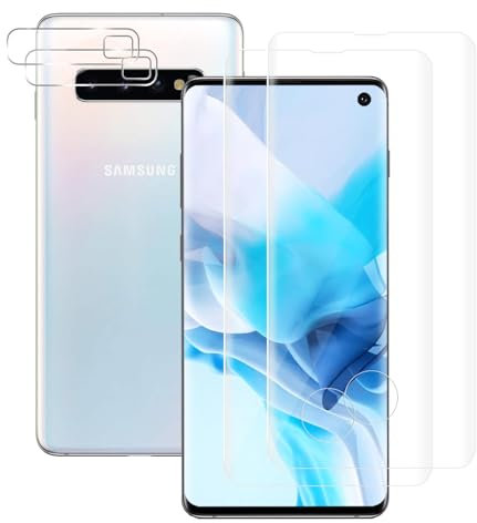 VSEER 2 Stück Schutzfolie für Panzerglas für Samsung Galaxy S10 mit 2 Stück Kameraschutz, 3D-Volle Bedeckung Schutzfolie für Samsung S10, Stoßfänger Ultrabeständig Kratzfest S10 Gehärtetem Glas