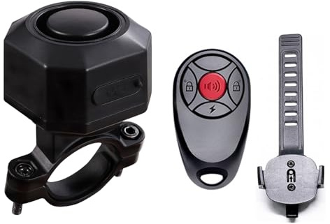 Mengshen Alarme de Vélo avec Montage Alarme de Vélo Électrique avec Télécommande Sans Fil Vibrations Anti-Vol Système D'alarme pour Moto Scooter Voiture (y compris Télécommande Strap)