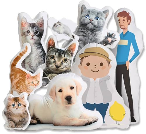 NZDFH Kissen mit Foto Bedrucken Lassen Kuscheltier mit Gesicht Foto Personalisiert Kissen 3D Körper Kissen Geschenk zum Geburtstag Personalisierte Geschenke Doppelseitig