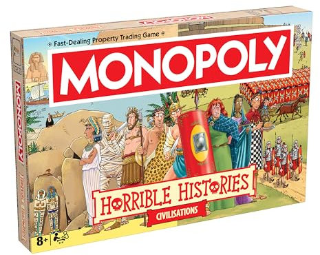 Winning Moves Horrible Histories Ancient Civilisations Monopoly klassisches Brettspiel ist perfekt für 2-6 Spieler und ist ein tolles Geschenk für Fans ab 8 Jahren