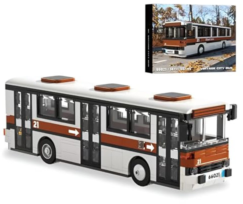 Stadt Bus Bausteine Bausatz, 552 PCS Retro Stadtverkehr Klemmbausteine, STEM Fahrzeuge Modell Spielzeug, Geschenk für Erwachsene Teenager ab 14 Jahren