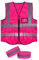 1 Morceau De Gilet Réfléchissant, 1 Paire De Bracelets Réfléchissants, Gilet D'Avertissement De Sécurité Classique, Gilet De Sécurité Avec Sac, Décoration De Vêtements Rouges En Rouge Rose