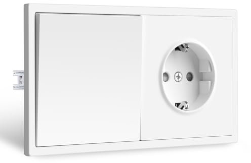 CNBINGO Interruptor de luz con enchufe, enchufe doble blanco con interruptor de luz, enchufe de pared empotrado