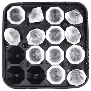 Eiswürfelform, Silikon eiswürfelbehälter mit deckel,Eiswürfelbehälter mit 16-diamantene Eiswürfel,Silikon in Lebensmittelqualität,für Whisky, Cocktails, Babynahrung, wiederverwendbar