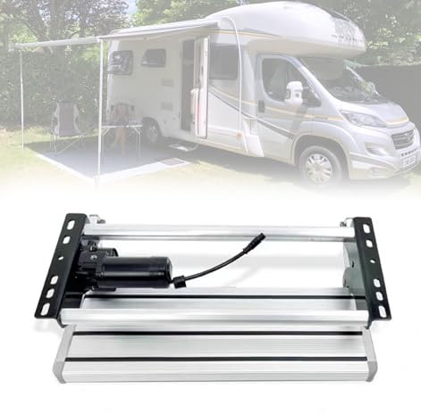 Aluminiumlegierung Wohnmobil & wohnwagen Trittstufe Manuell/Automatisch – Klappbare Einstiegshilfe mit 150KG Tragfähigkeit, Anti-Rutsch Design für Camping, Wohnwagen & SUV(Einzelstufige elektrische St
