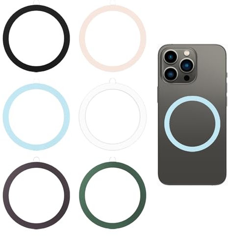 6 Stück Magnet Ring Aufkleber Kompatibel mit Mag-Safe Ring, Magnetring Aufkleber für iPhone und Samsung, Universelles Magnetisches Klebering Sticker für iPhone 16/15/14/13/12/11, Galaxy S24/S23/S22