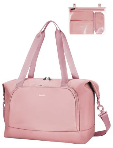 ECOHUB 30L Faltbare Reisetasche Handgepäck, Untersitz Handgepäck Tasche für Flugzeug, Easyjet handgepäck 45x36x20 Mit Abnehmbar Nass-Tasche, Recyceltes PET Weekender Damen, Patent Anhängig(Rosa)