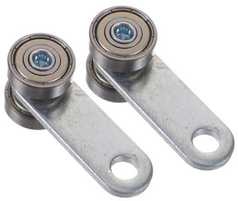 POPETPOP Roulettes de Porte Coulissante Design Minimaliste Double Roulement en Acier Argenté 2pcs Capacité 50kg Diamètre Trou Vis 8mm, pour Portes et Fenêtres Coulissantes