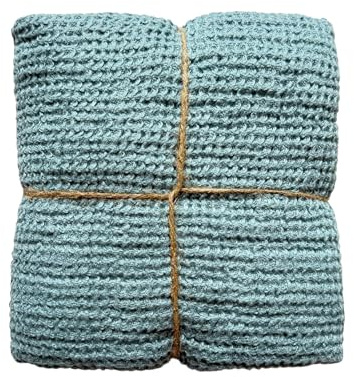JOWOLLINA Badetuch Saunatuch Hand & Gästetücher 100% Leinen Stonewashed Waffelpique (Blue Stone, 45 x 65 cm)
