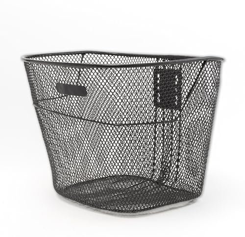IPEA Panier de Vélo Avant en Maille Métallique Noire - 21 x 24 cm - Panier Porte-Bagages pour Vélo Classique et VTT - Léger, Robuste, Antirouille - Rangement Universel