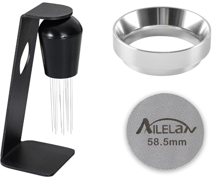 58mm Dosing Funnel, Coffee Distributor Needle Magnetic Portafilter Funnel 58mm with 58.5mm Puck Screen, Espresso Tools Dosing Ring Coffee Machine Accessories for Barista, Home, Cafe