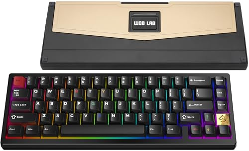 WOBKEY Zen 65 65% Quick Release Wireless Mechanical Keyboard with RGB, CNC Aluminum Case, Hot-Swappable, VIA Support, BT/2.4G/USB-C Gaming Keyboard for Mac/Windows (Ultra Black)