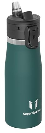 Sparrow Insulated Water Bottle 1L - TouchFlow Metal Water Bottles with Straw - BPA-Free - Stainless Steel Flask, Leakproof, Ergonomic One-Tap for Outdoor, Hiking & Travel