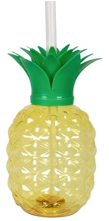 Boland - LED Becher Ananas | Trinkbecher mit Strohhalm für Party oder Gartenfeier, wiederverwendbares Partygeschirr