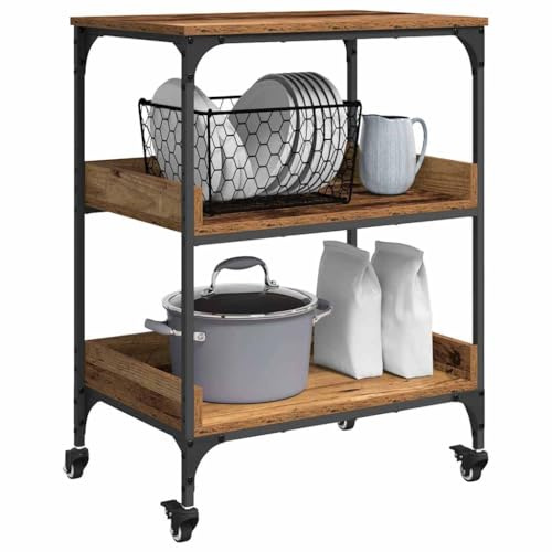 vidaXL Küchentrolley Altholz 60 x 41 x 80,5 cm Holzwerkstoff