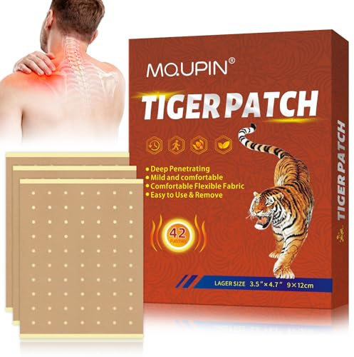 MQUPIN Schmerzlinderung Patches, 42Pcs Larger Size Chinesische Ferninfrarot Pflaster natürliche Pflanze Wärme Patches für Rücken Knie Hals und Schulter Schmerzlinderung 12H Long-Lasting